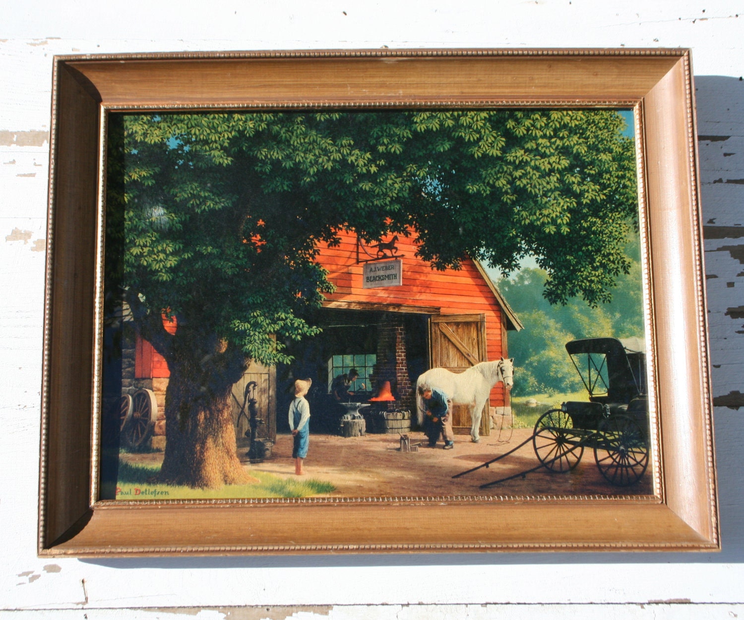 Vintage Paul Detlefsen Horse and Buggy Days Framed