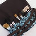Makeup Brush Roll in Michael Miller Spa Dandy Damask and dark brown - Large Size (see shop annc. for free shipping offer)