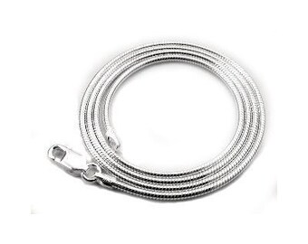 22 inch Snake Chain 2mm Necklace with Lobster Clasp Sterling Silver