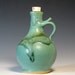 Bottle handmade stoneware, home decor olive oil serving vinegar kitchen, glazed in sea foam and green, handmade by Hughes Pottery