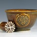 Mortar and pestle ceramic set, artisan kitchen spice grinder, food prep, Greenman glazed in brown and gold, handmade by hughes pottery