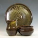 Dinner set, ceramic bowl cup plate, tumbler ceramic stoneware, glazed in brown with gold flecks, handmade by hughes pottery