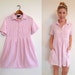 Woven Summer Dress- Vintage Pink Seersucker Mini- Size large