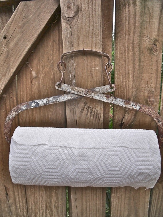 REcycLed primiTive anTique IcE TonGs PAPER TOWEL HOLDER with