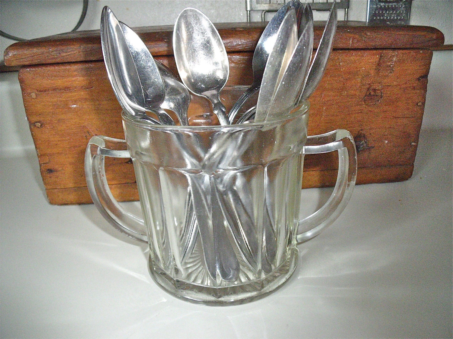 vinTage ANTIQUE gLaSS SPOONER Double HanDLes