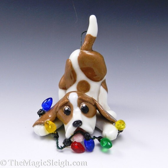 beagle ornament with christmas lights porcelain by beagle ornament with christmas lights porcelain by