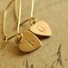 hugs and kisses - stamped brass heart earrings