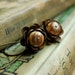 LAST PAIR - woodland flower - rustic vintage brass czech glass pinecone earrings