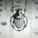 Scarab Necklace - antique sterling silver plated - Made in USA brass stamping