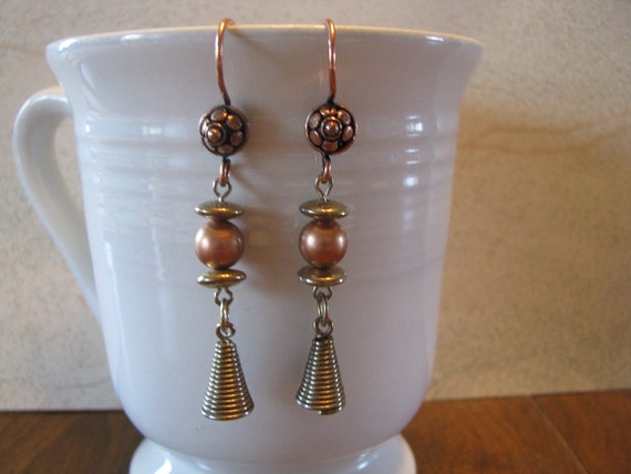 Items Similar To Copper And Coils Dangle Earrings On Etsy 9354