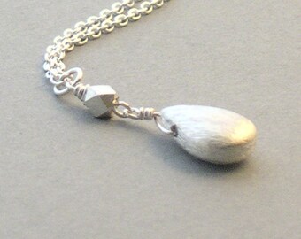 Brushed Silver Pendant Necklace