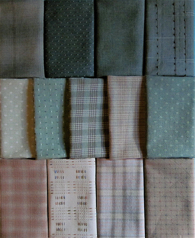 Japanese Taupe fabrics 13 green fat eighths