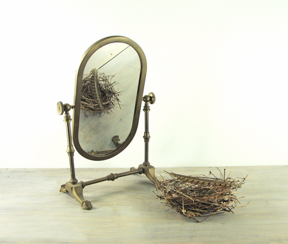Vintage Brass Vanity Mirror Turn Of The Century