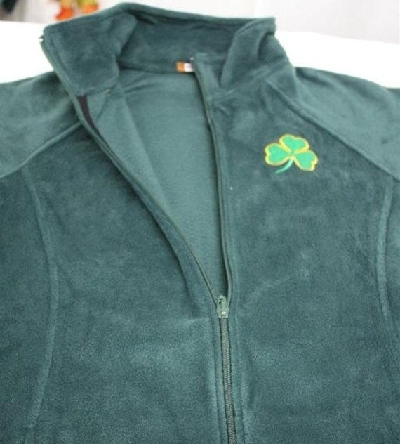 Embroidered Irish Women's Green Zip Up Fleece Jacket