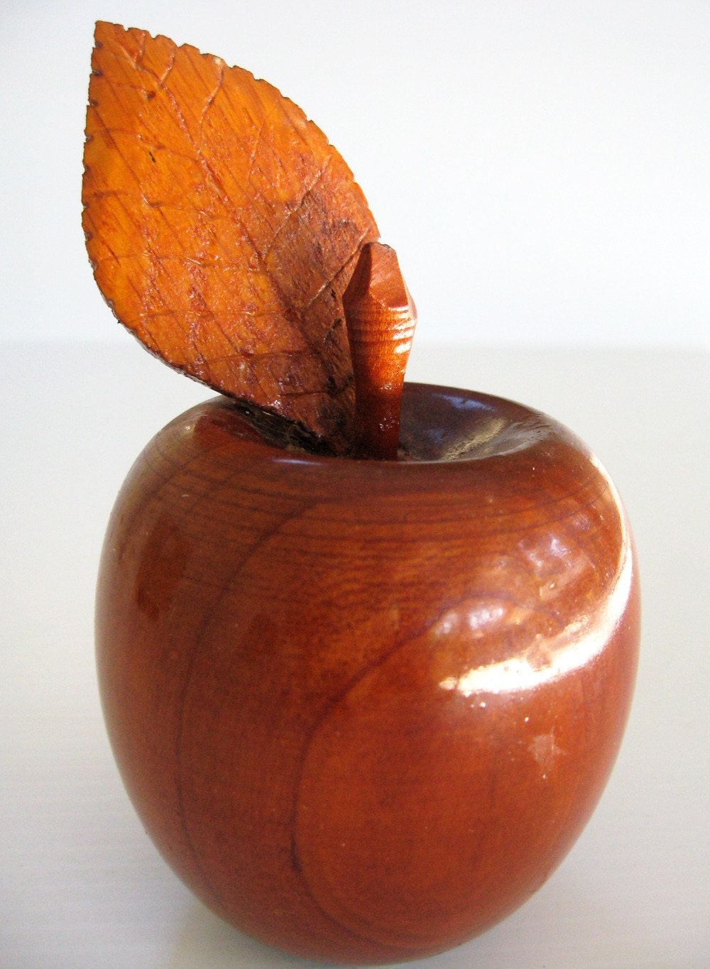 Vintage Wooden Wood Apple Ornament