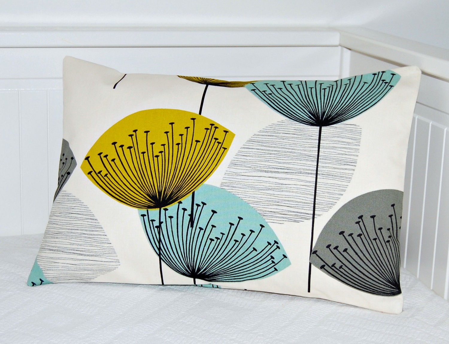 RESERVED FOR CL teal grey mustard pillow cover dandelion