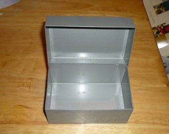 Metal Recipe Card File Box, Vintage, metal file box, metal file card box, index cards