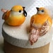 Dainty Love Bird Bride and Groom in Tangerine Orange