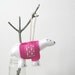 Felt Polar Bear Ornament Has a Christmas Sweater, Door Hanger in Pink Embroidered Sweater, by OrdinaryMommy