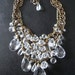 Toil And Trouble Revisited - Brass Chain and Crystal Bib Statement Necklace - Holiday Glam