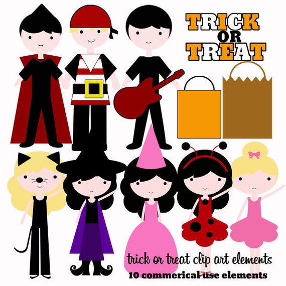 Items similar to Trick Or treat Clip art Collection Barn Animals Boys ...