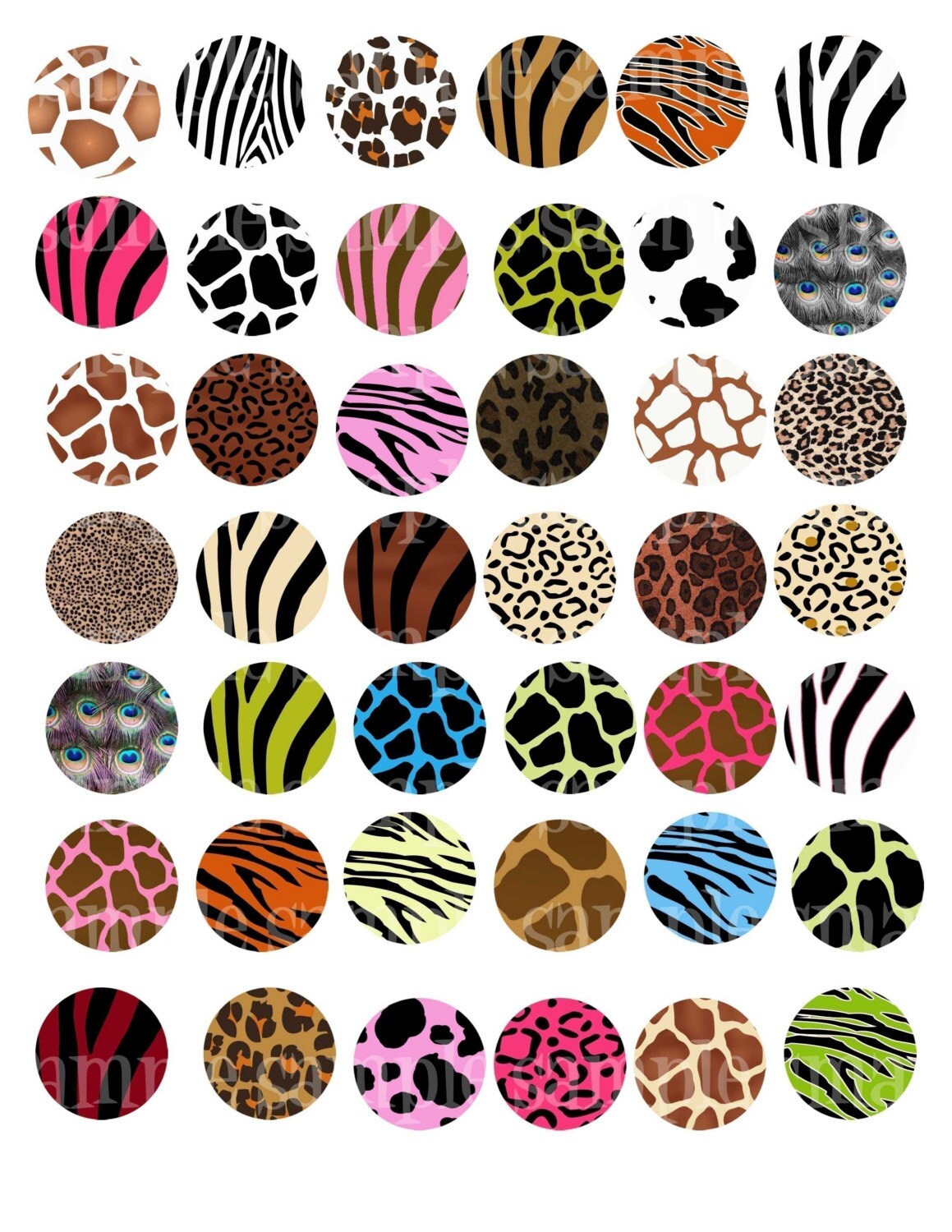 New Animal Prints Digital Collage Sheet 1 inch by cupcakecutiees