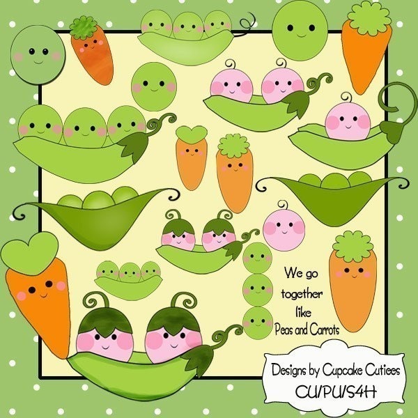 New Peas and Carrots Digital Clip art Collection by cupcakecutiees