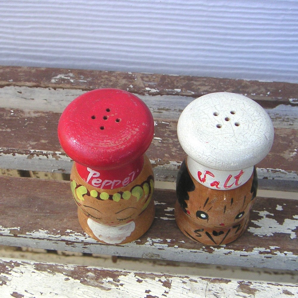 Vintage Chefs Salt and Pepper Shakers by fifthquadrant on Etsy