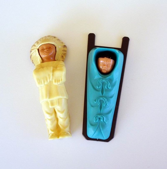 Vintage 1950s Native American Indian Dolls Toys Plastic