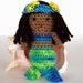 Mermaid Toy Crochet Doll Tan Skin Turquoise Lime Green Brown Hair