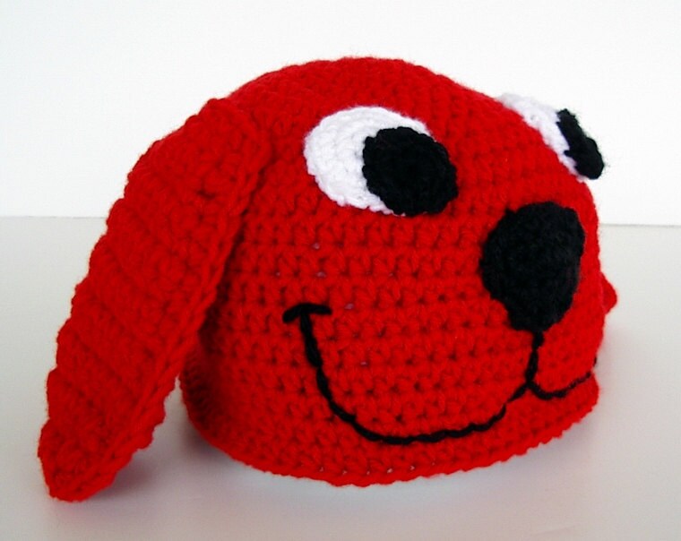 Crochet Big Red Dog Hat Childrens Size Clifford Style