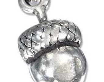 Acorn Sterling Silver Pendant -- Complimentary Ribbon or Cord
