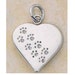 Paw Print Heart Sterling Silver Charm -- Complimentary Ribbon or Cord