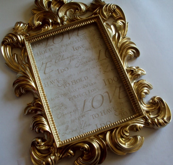 Vintage Inspired Open Picture Frame 5x7 Metallic by heartsncrafts