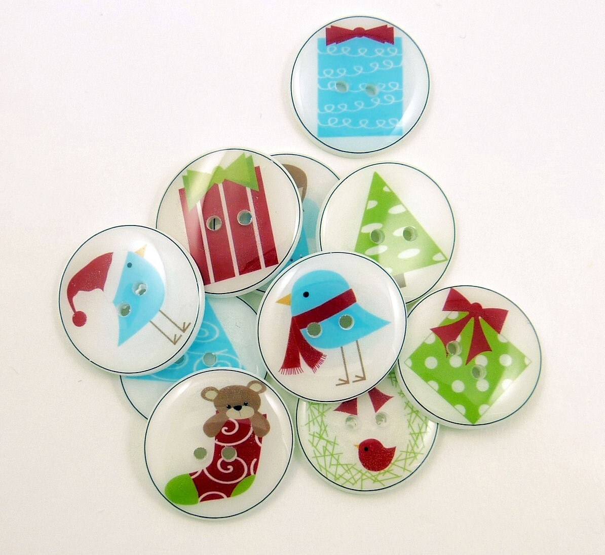 Christmas Buttons. Christmas Sewing Buttons. Handmade Buttons.