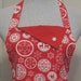 Red Retro Christmas Apron / Snowflakes & Reindeer Motif
