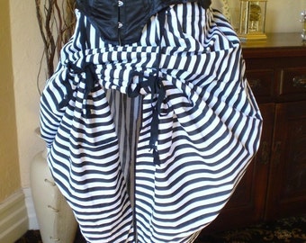 Black and White Circus Bustle Skirt-One Size Fits All
