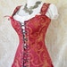 WAS 159-Red brocade overbust corset-steel boned corset in Freyja style-to fit 24-26 inch natural waist