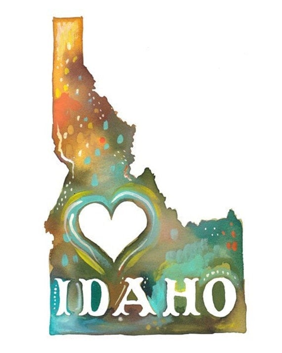 Idaho Art Print State Wall Art Watercolor by thewheatfield