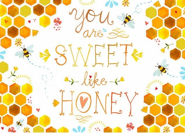 Download Sweet Like Honey art print Watercolor quote Wall art