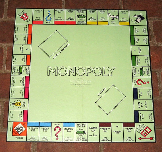 Vintage 1972 British Monopoly Board for Altered Art Crafts