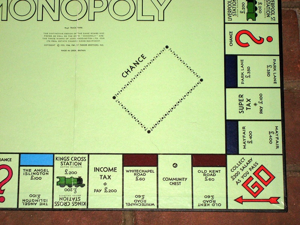 Vintage 1972 British Monopoly Board for Altered Art Crafts