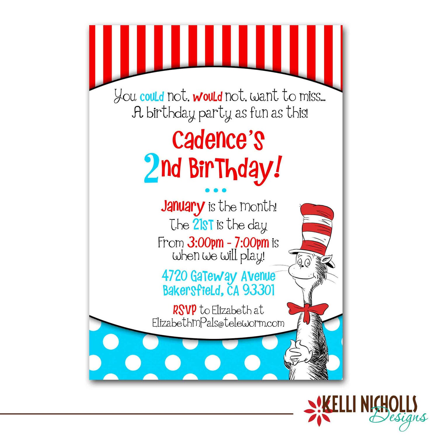 Cat And The Hat Birthday Invitations 6