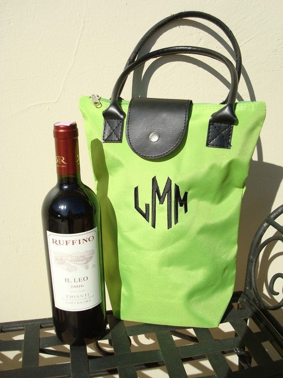 monogrammed wine bags and totes