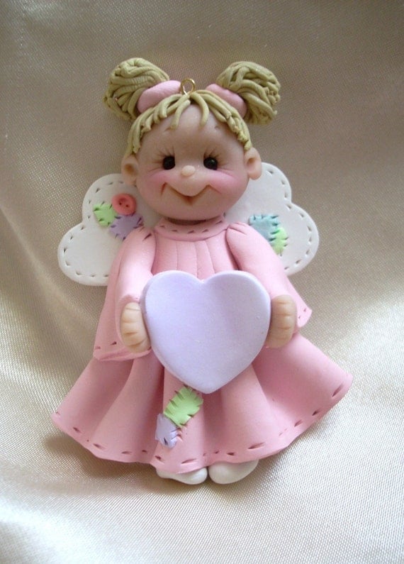 polymer clay christmas angel ornament child by clayqts on Etsy