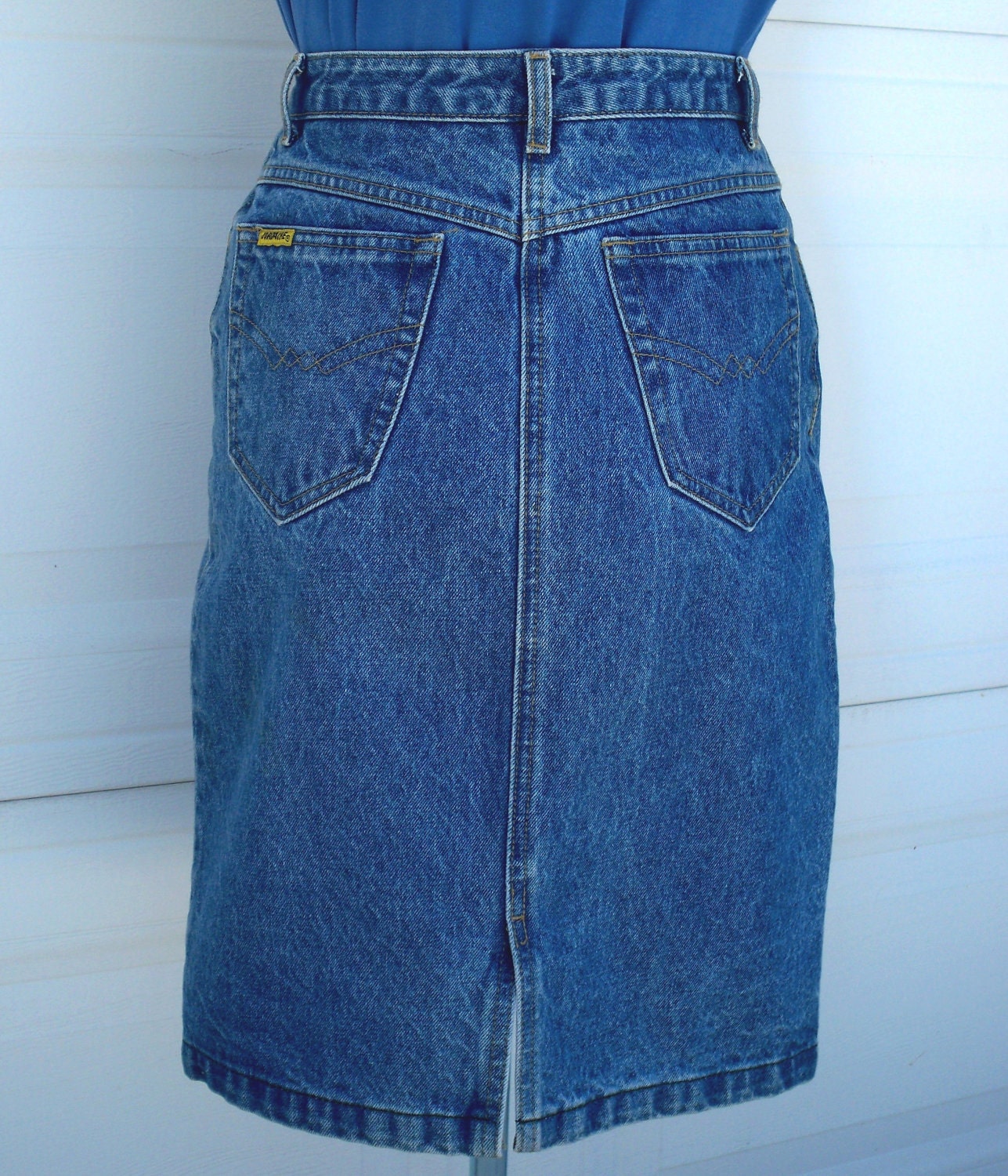 Jordache Jean Skirt 1980s Denim Short Straight Vintage