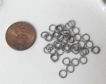 One Hundred (100) Antiqued Silver Plated 5mm 20g Jump Rings