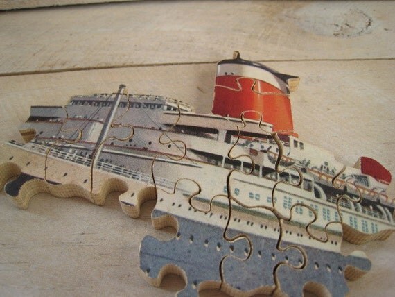Vintage G J Hayter Victory Ship Wooden Jigsaw by myartsdesire