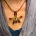 BRAND NEW - Eggplant Grammatophyllum Orchid on 16" brown cord - real flower necklace