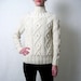 soft cream POPCORN KNIT cable fisherman's sweater